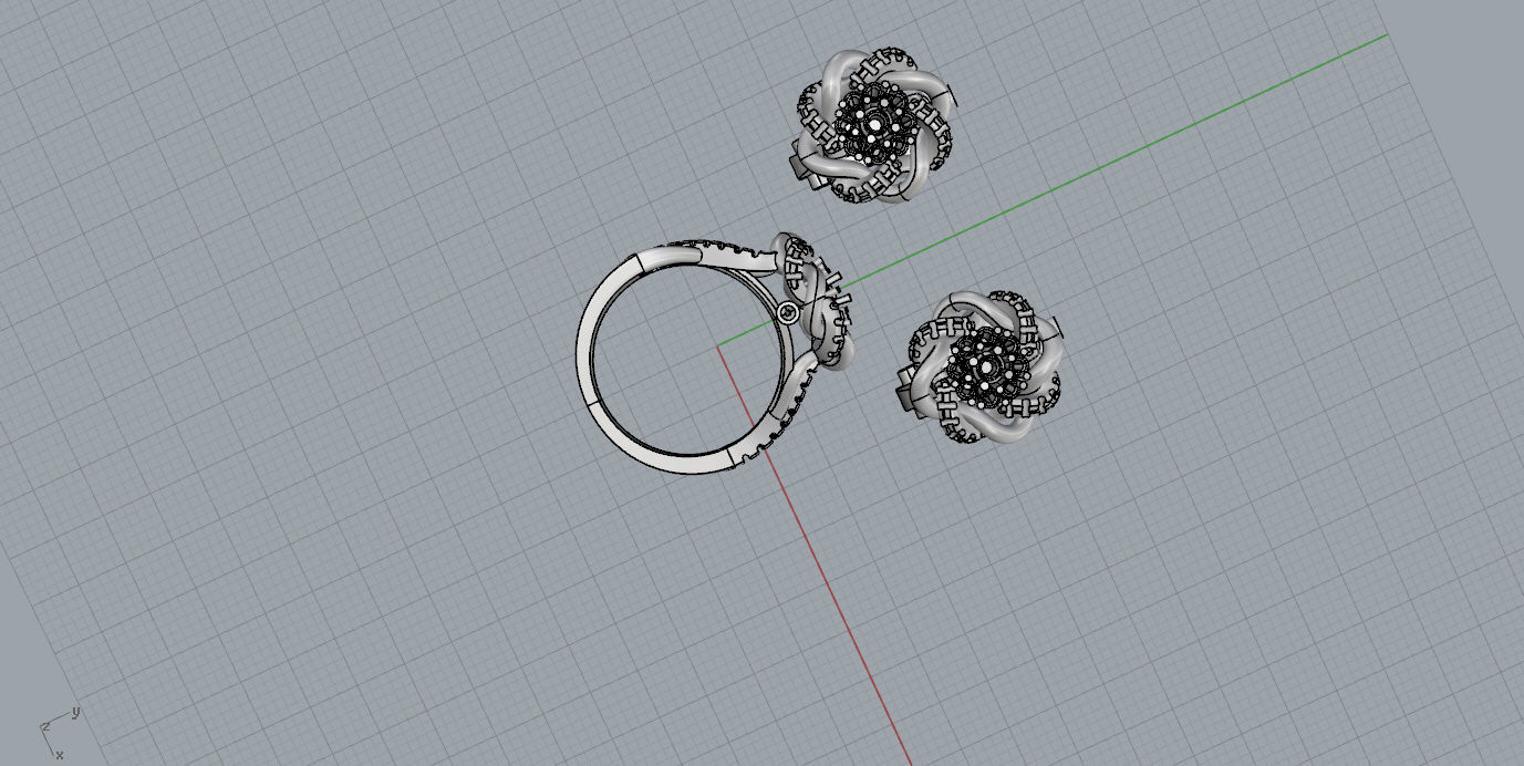 Ring and Earrings  3D print model_19
