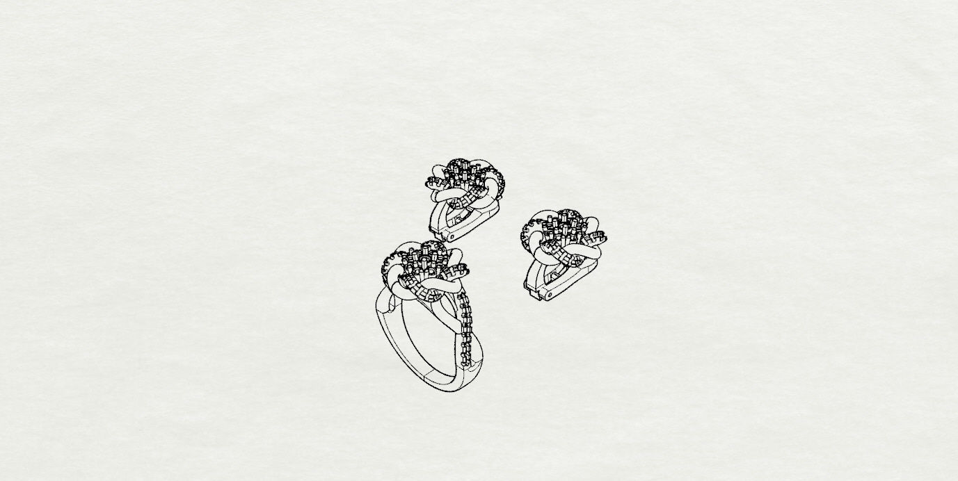 Ring and Earrings  3D print model_18