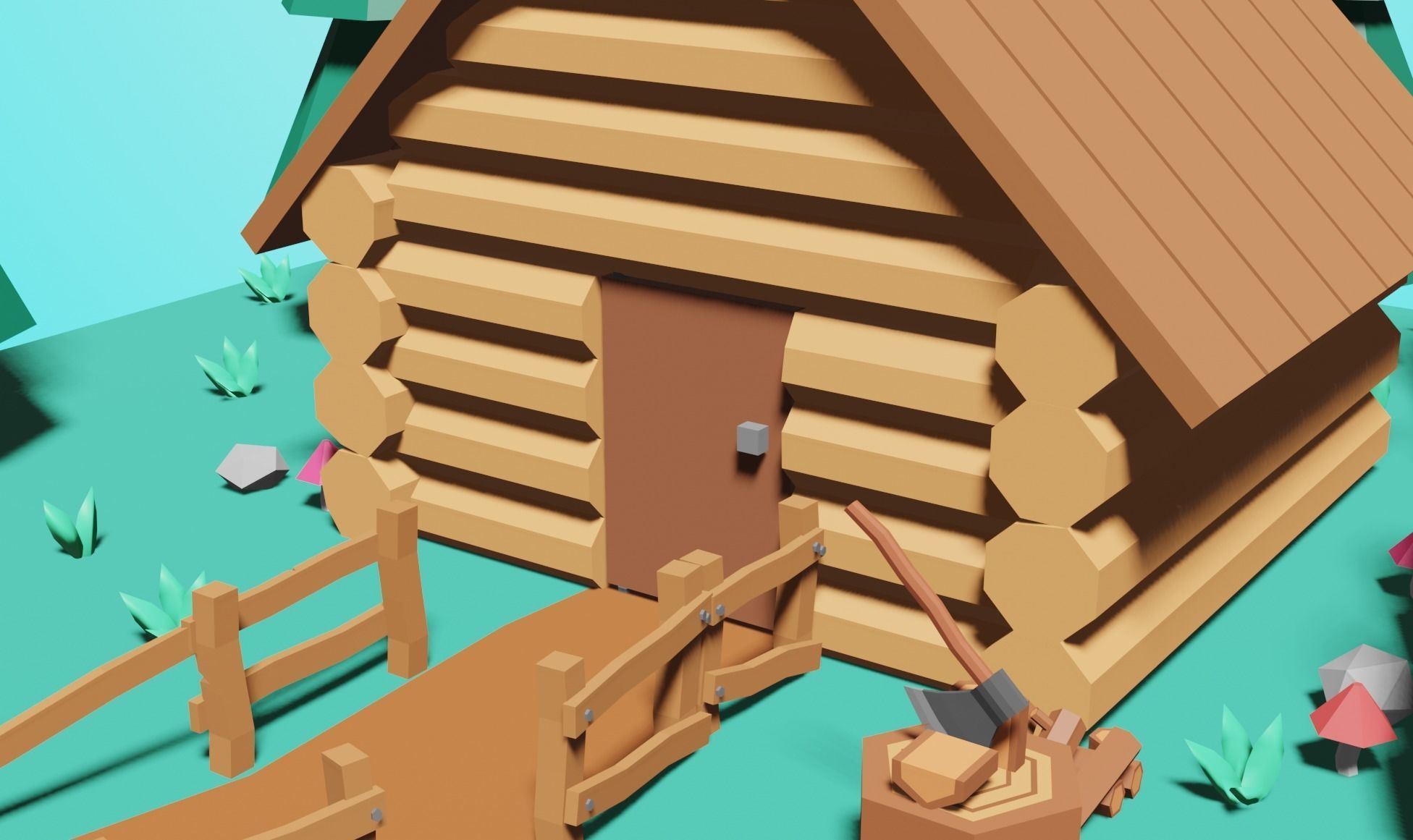 forest home pack Free low-poly 3D model_5