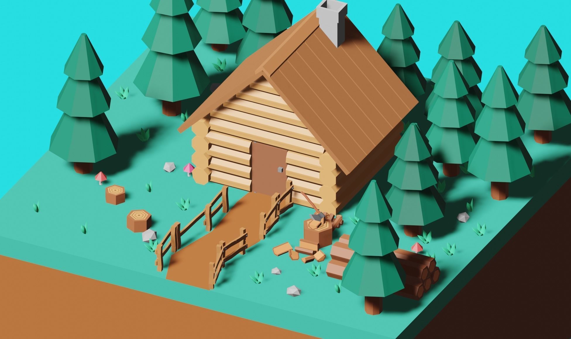forest home pack Free low-poly 3D model_2