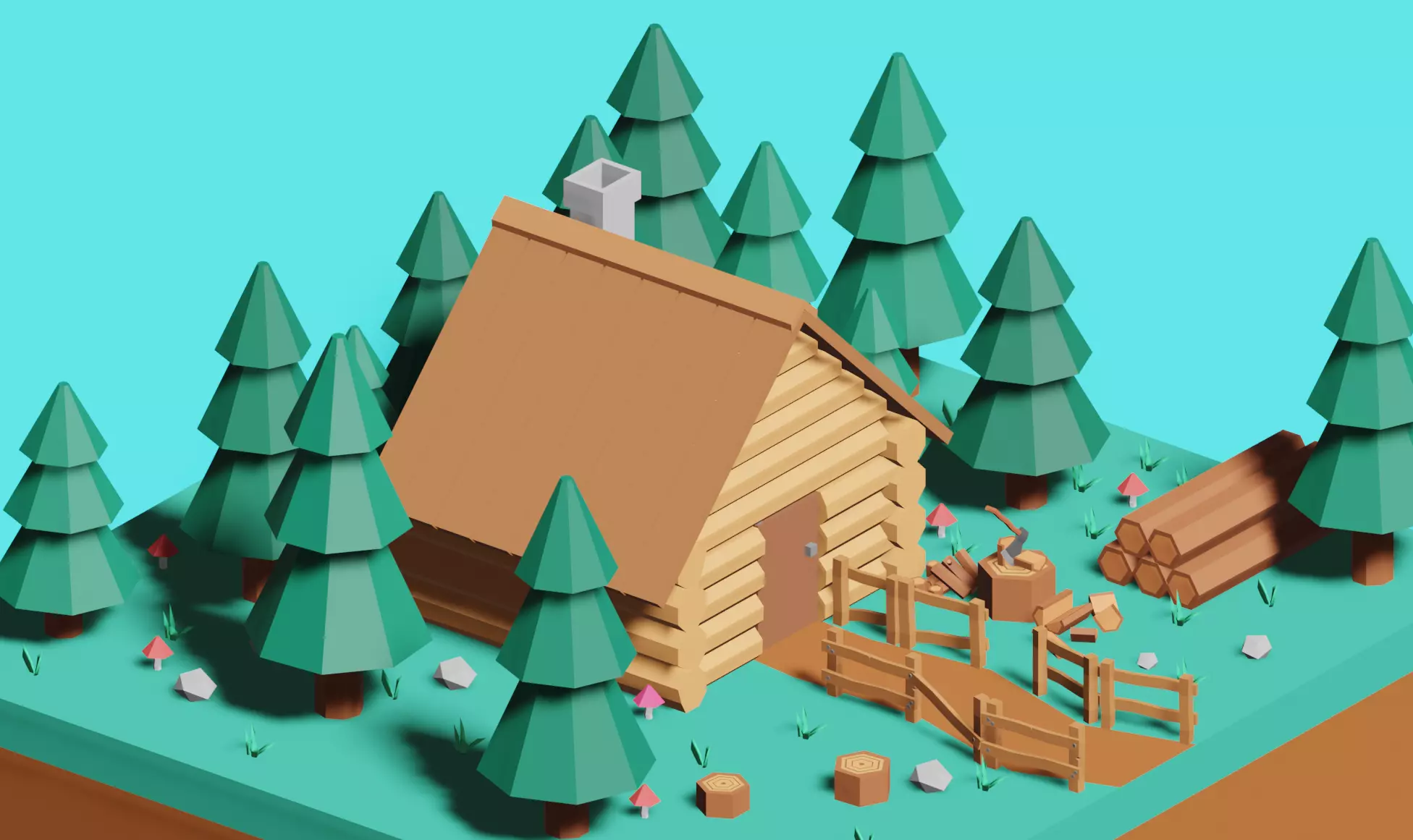 forest home pack Free low-poly 3D model_0