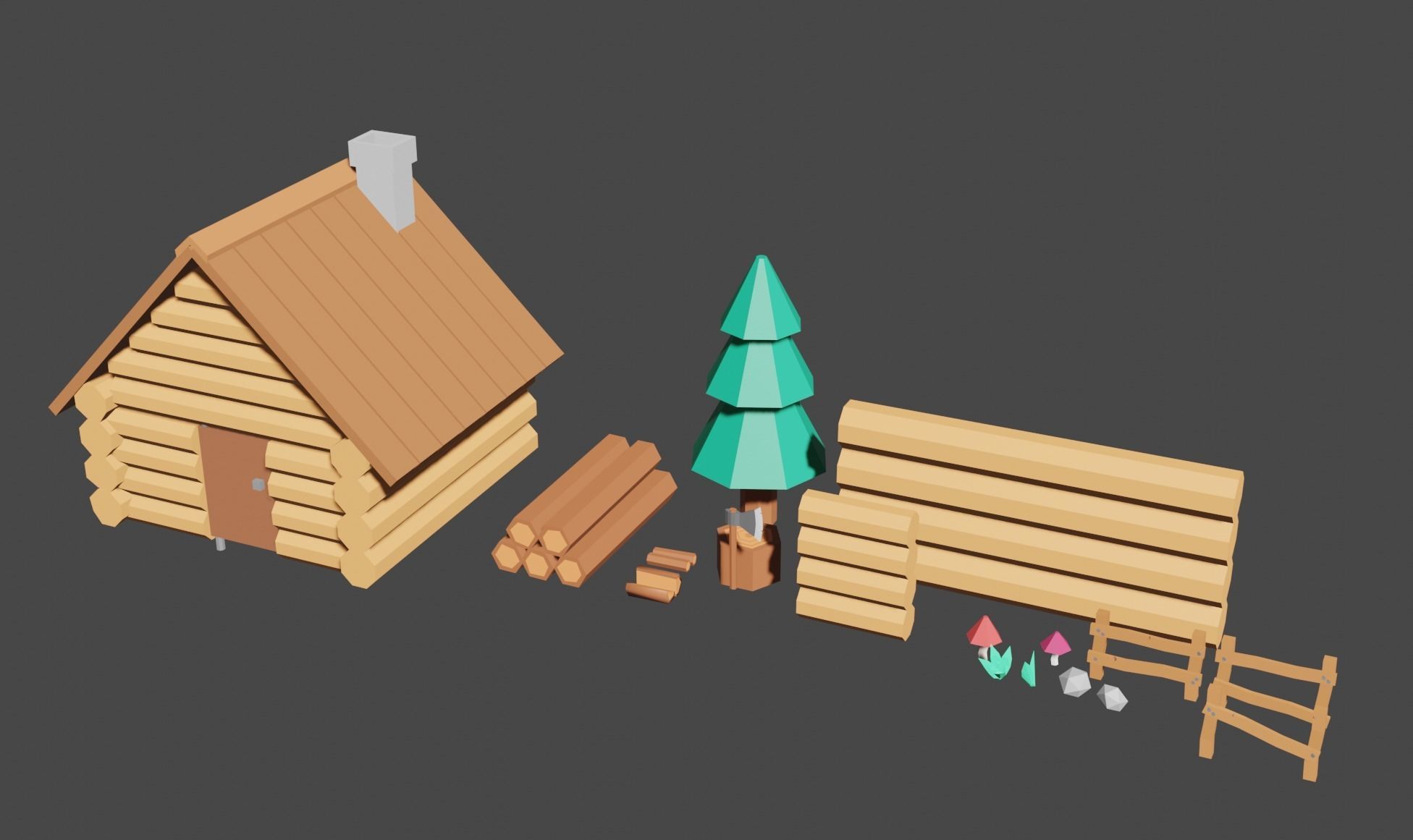 forest home pack Free low-poly 3D model_1