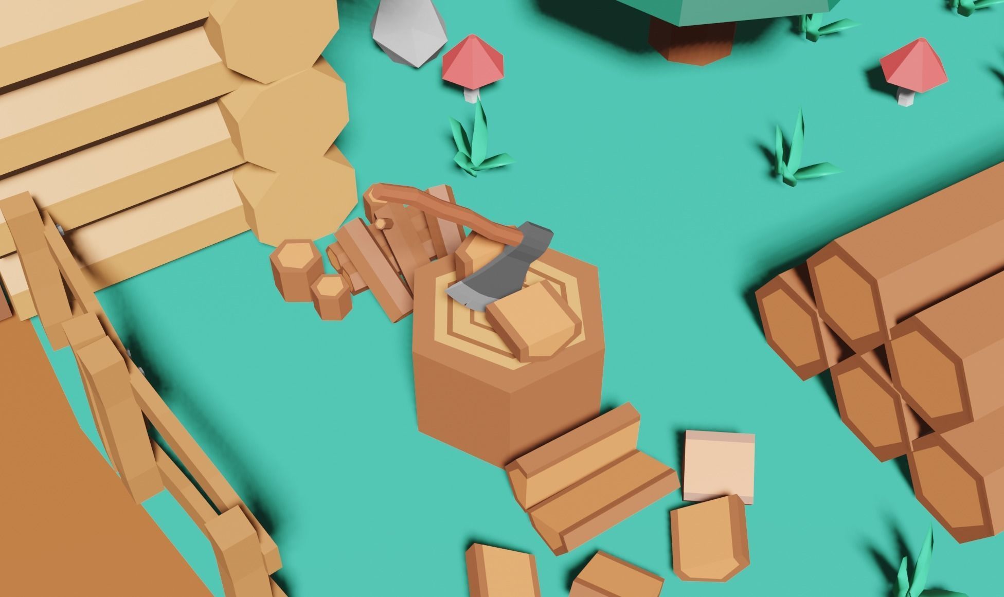 forest home pack Free low-poly 3D model_8