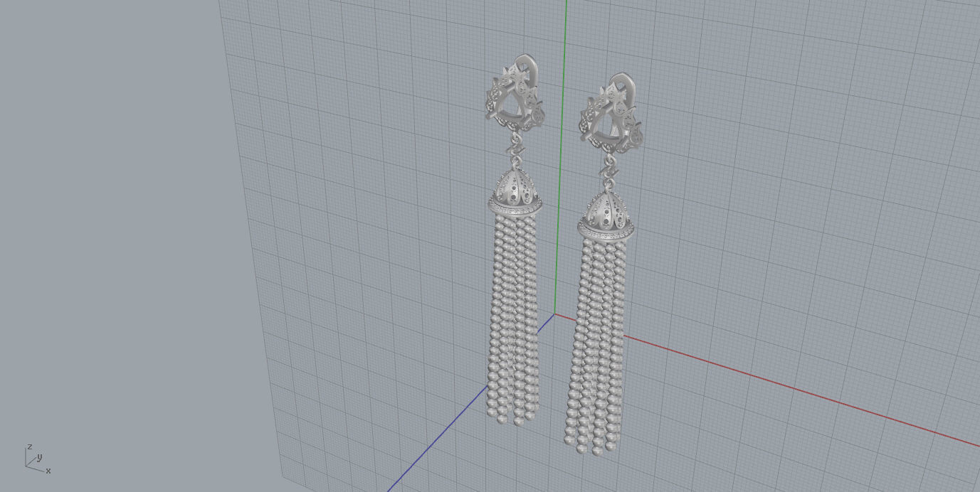 Earrings tassel with diamonds 3D print model_11