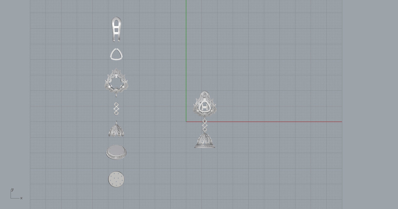 Earrings tassel with diamonds 3D print model_7