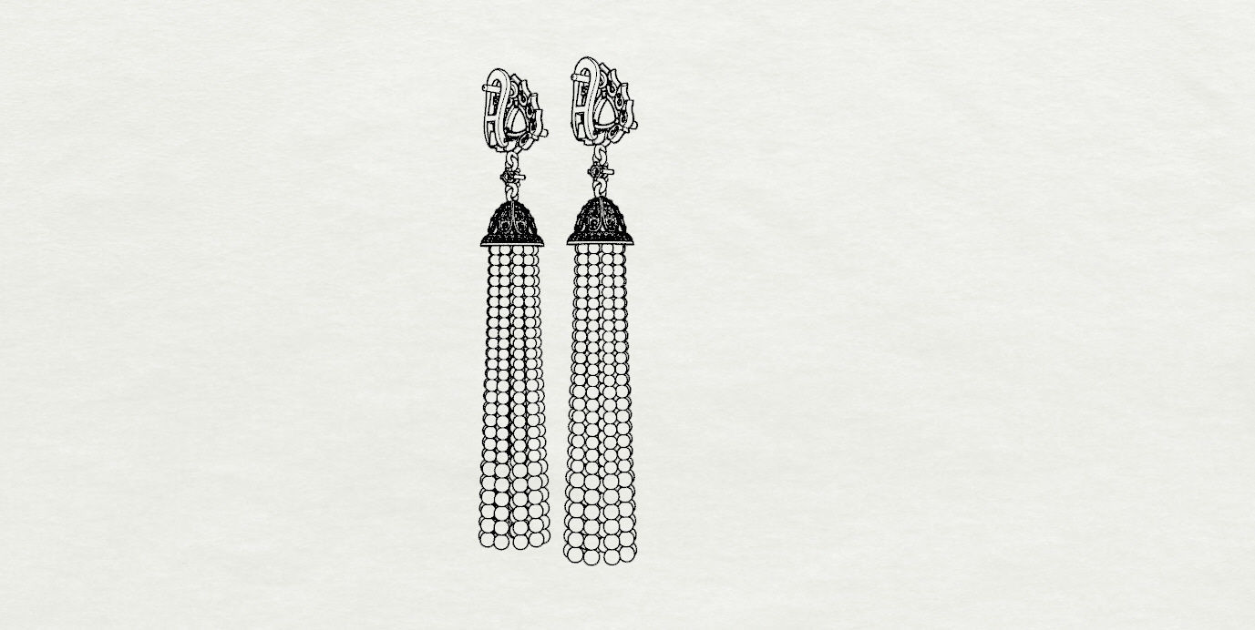 Earrings tassel with diamonds 3D print model_14