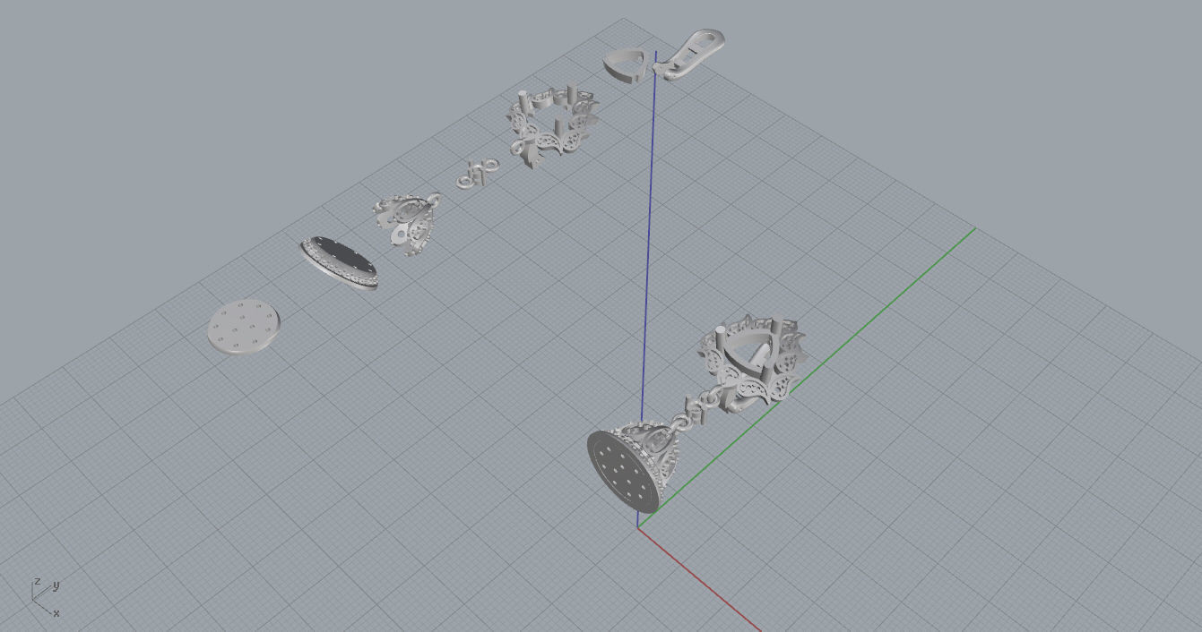 Earrings tassel with diamonds 3D print model_8