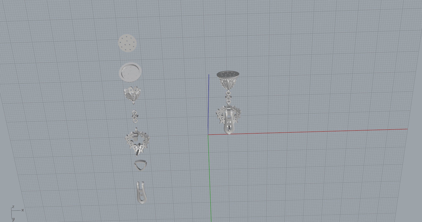 Earrings tassel with diamonds 3D print model_9