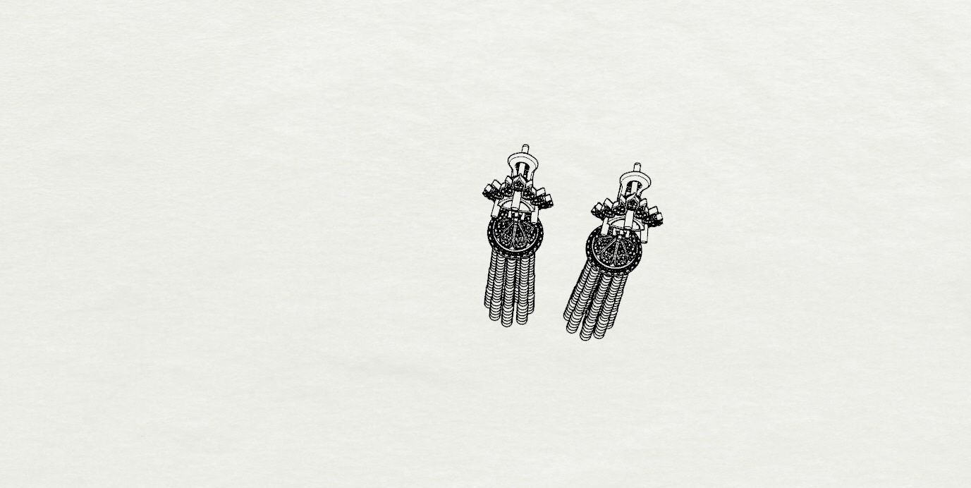 Earrings tassel with diamonds 3D print model_19