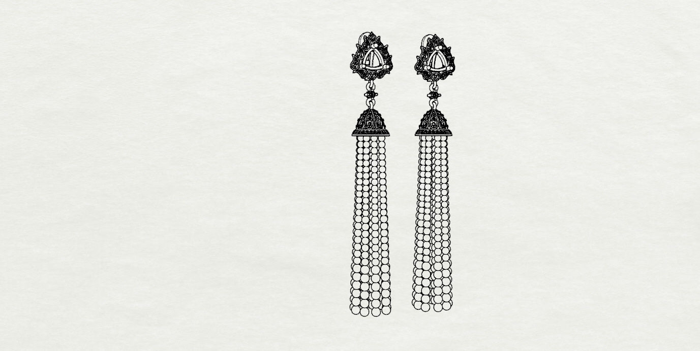 Earrings tassel with diamonds 3D print model_15