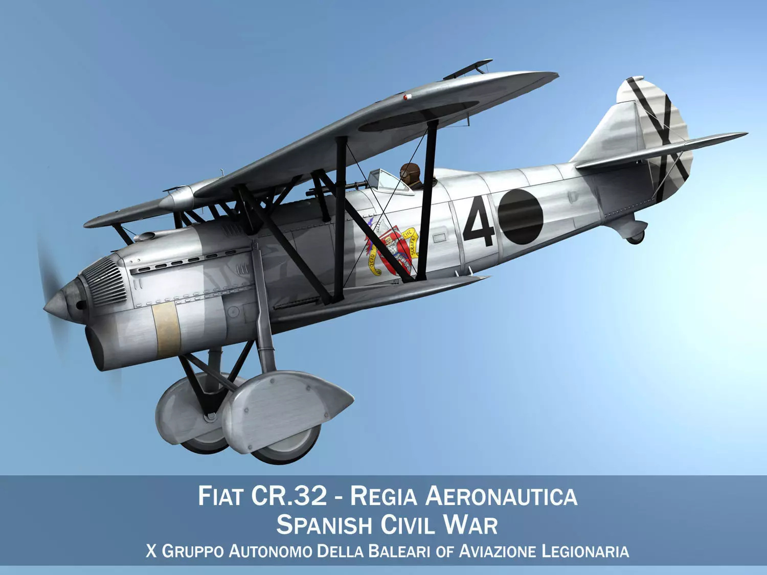 Fiat CR 32 - Italy Air Force - Gruppo Baleari 3D model_0