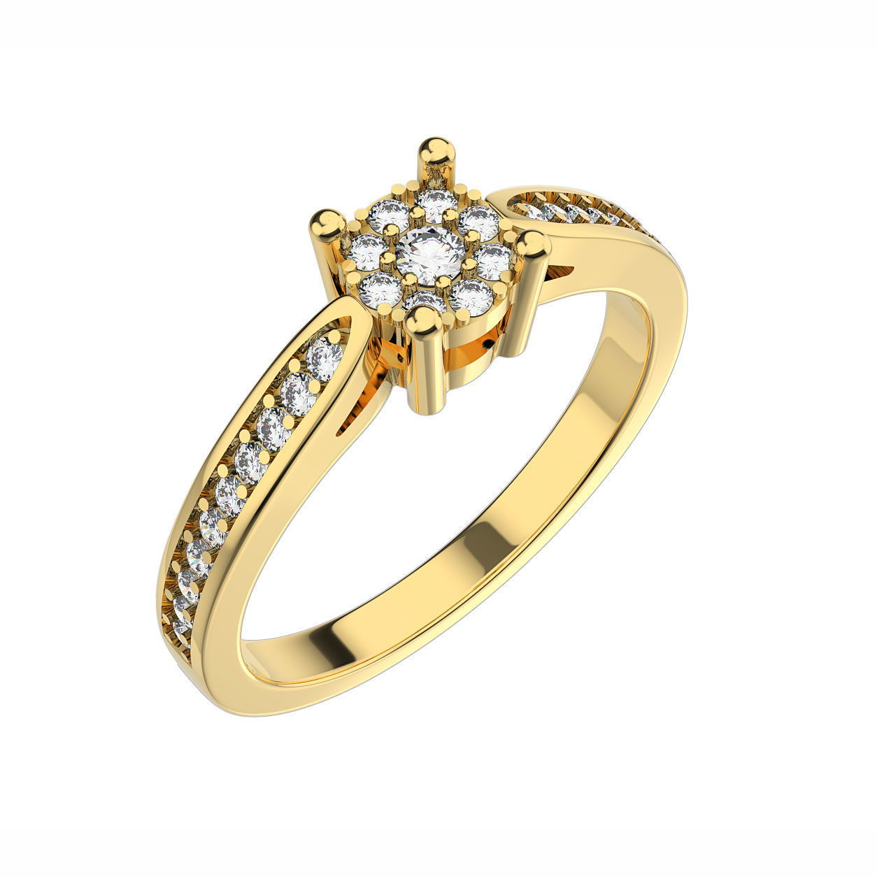 N168 Solitare style ring 3D print model_2