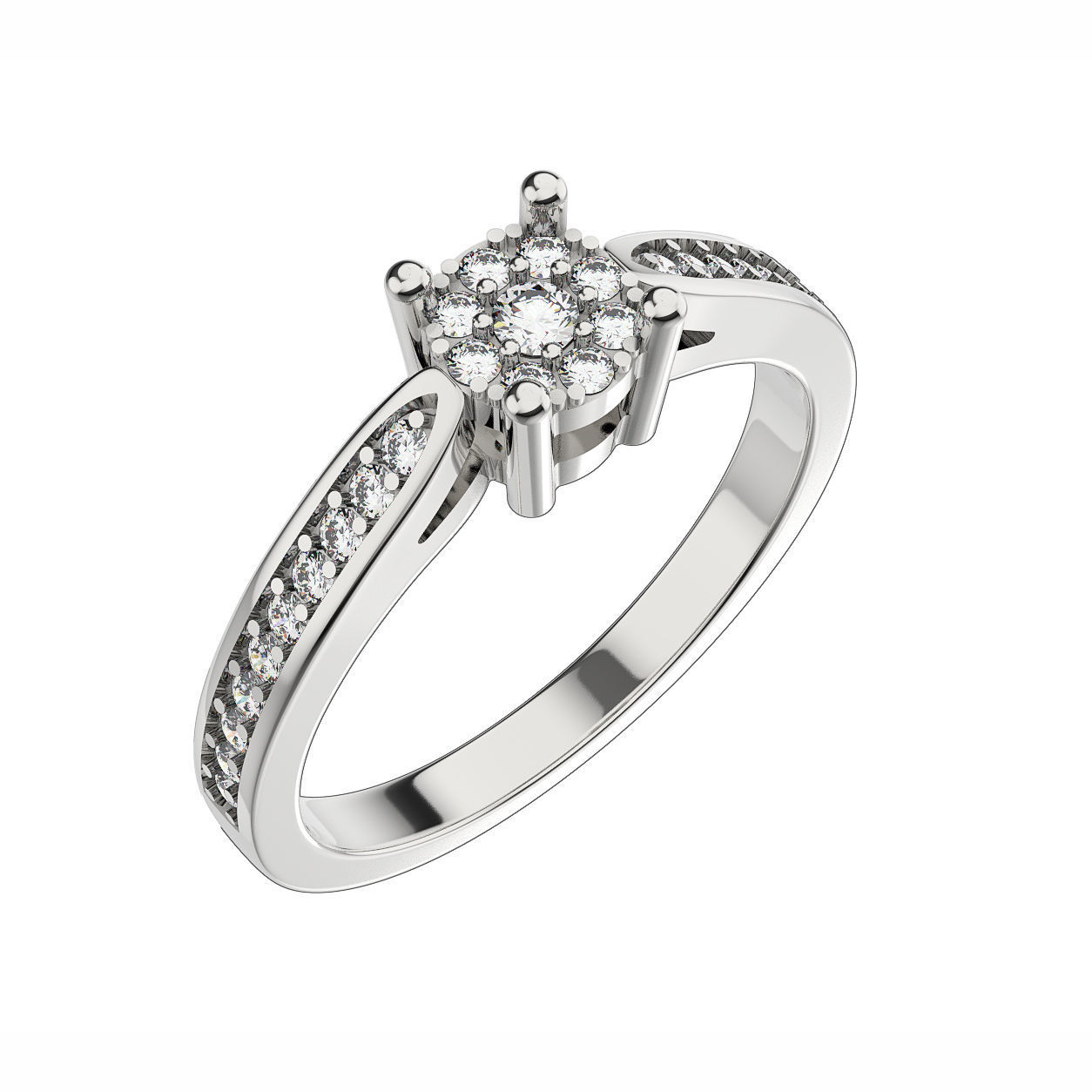 N168 Solitare style ring 3D print model_1