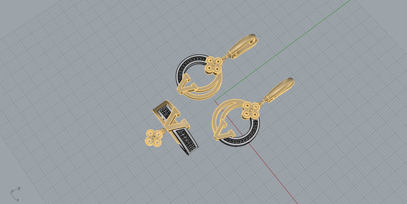 Ring and Earrings  3D print model_5