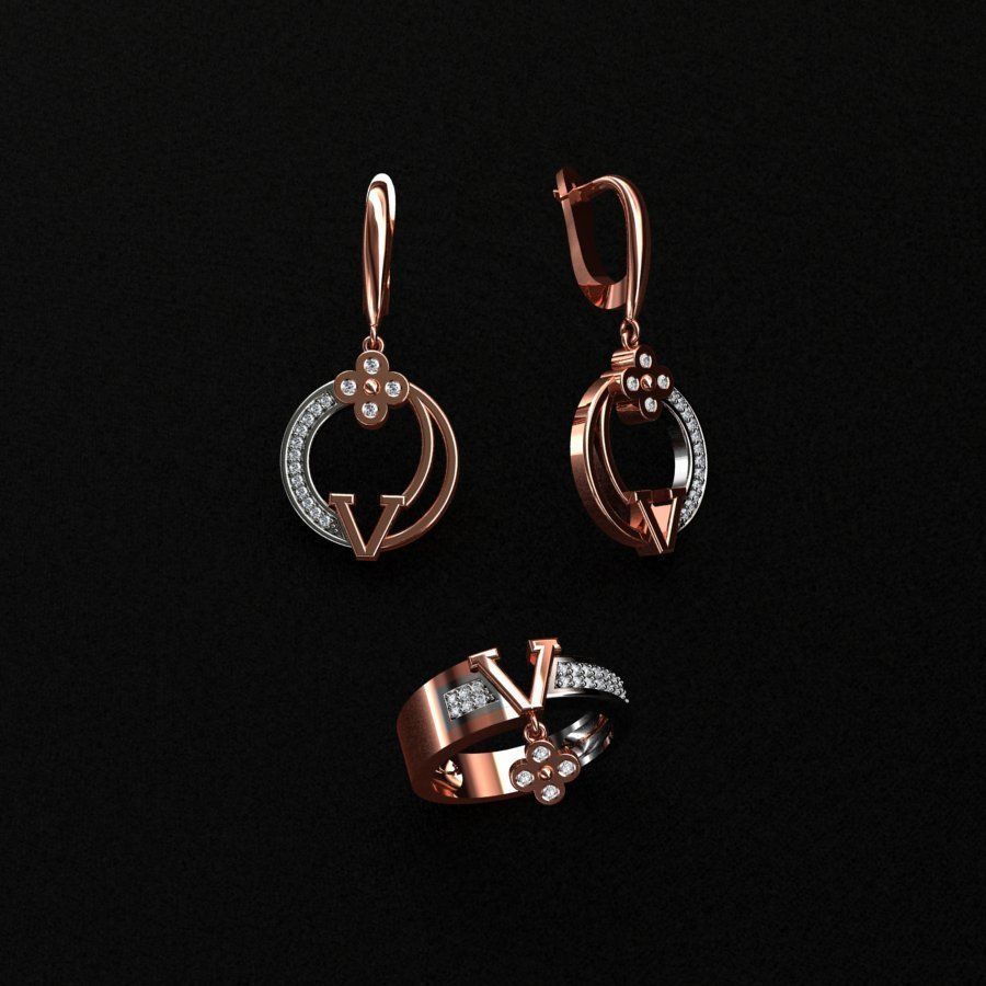 Ring and Earrings  3D print model_2