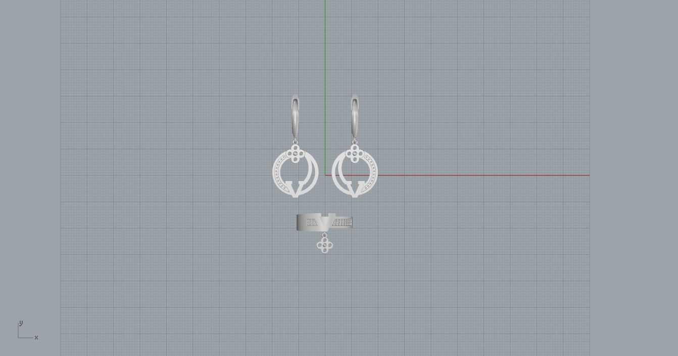 Ring and Earrings  3D print model_9