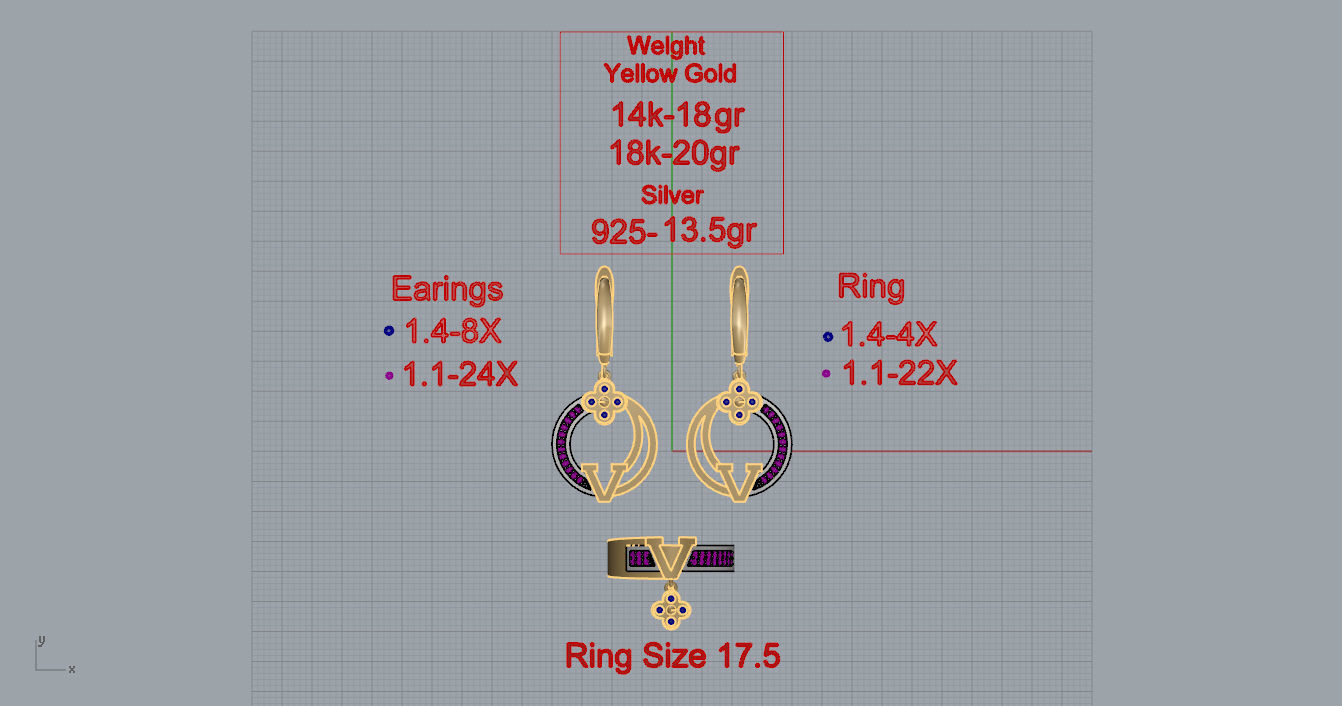 Ring and Earrings  3D print model_3