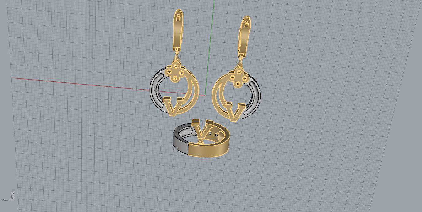 Ring and Earrings  3D print model_7