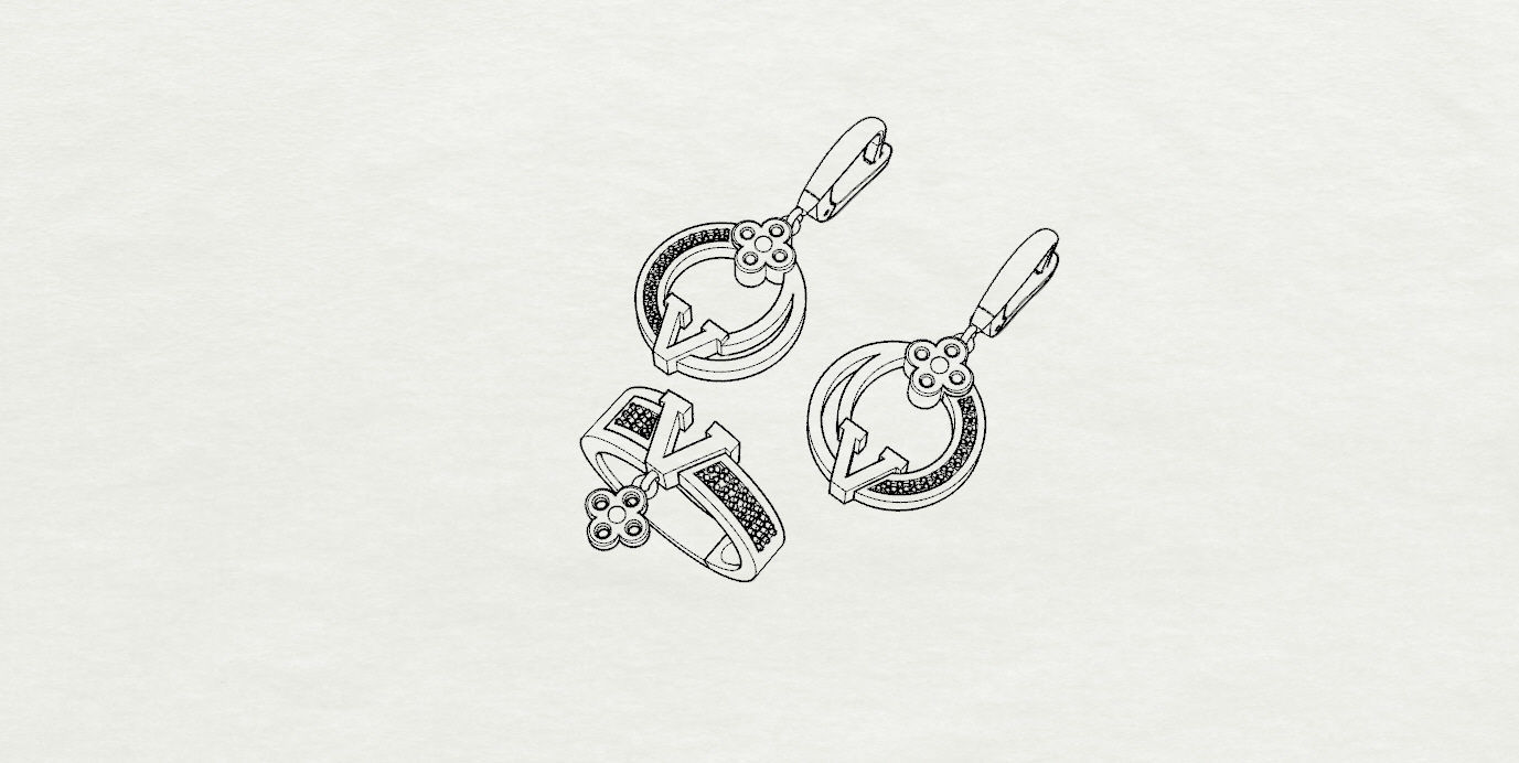 Ring and Earrings  3D print model_14