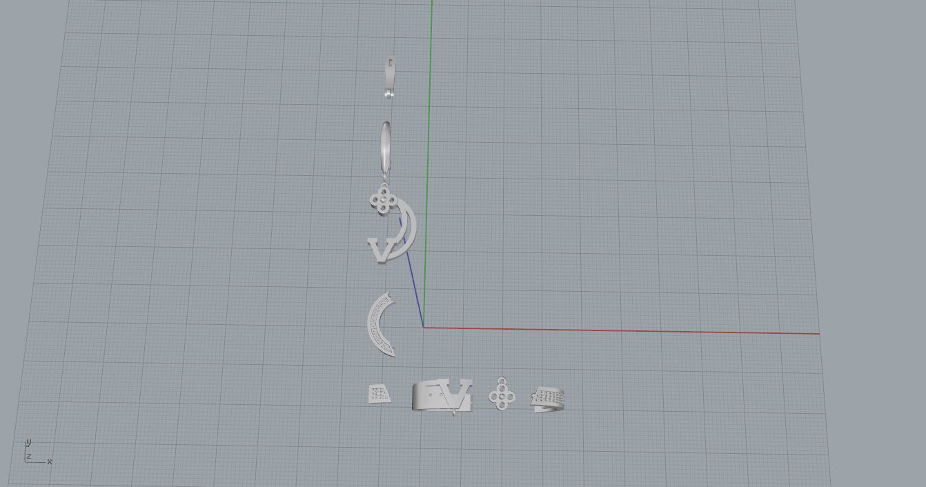 Ring and Earrings  3D print model_10