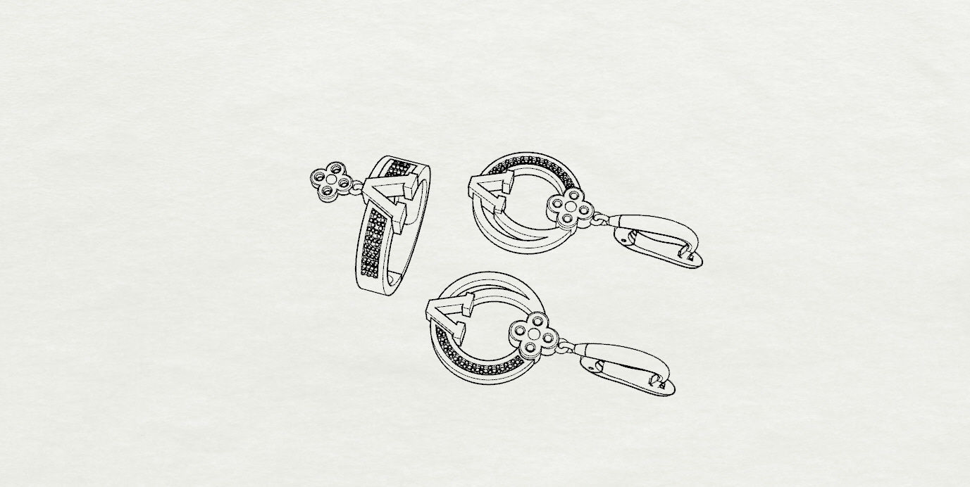 Ring and Earrings  3D print model_13