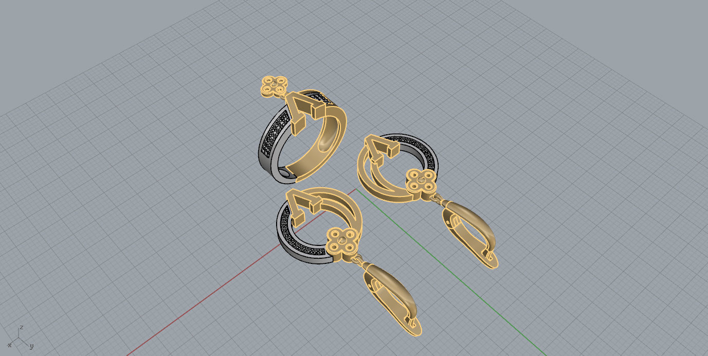Ring and Earrings  3D print model_6