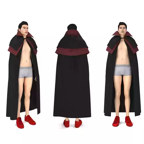 character with cloth cape vampire 3D model