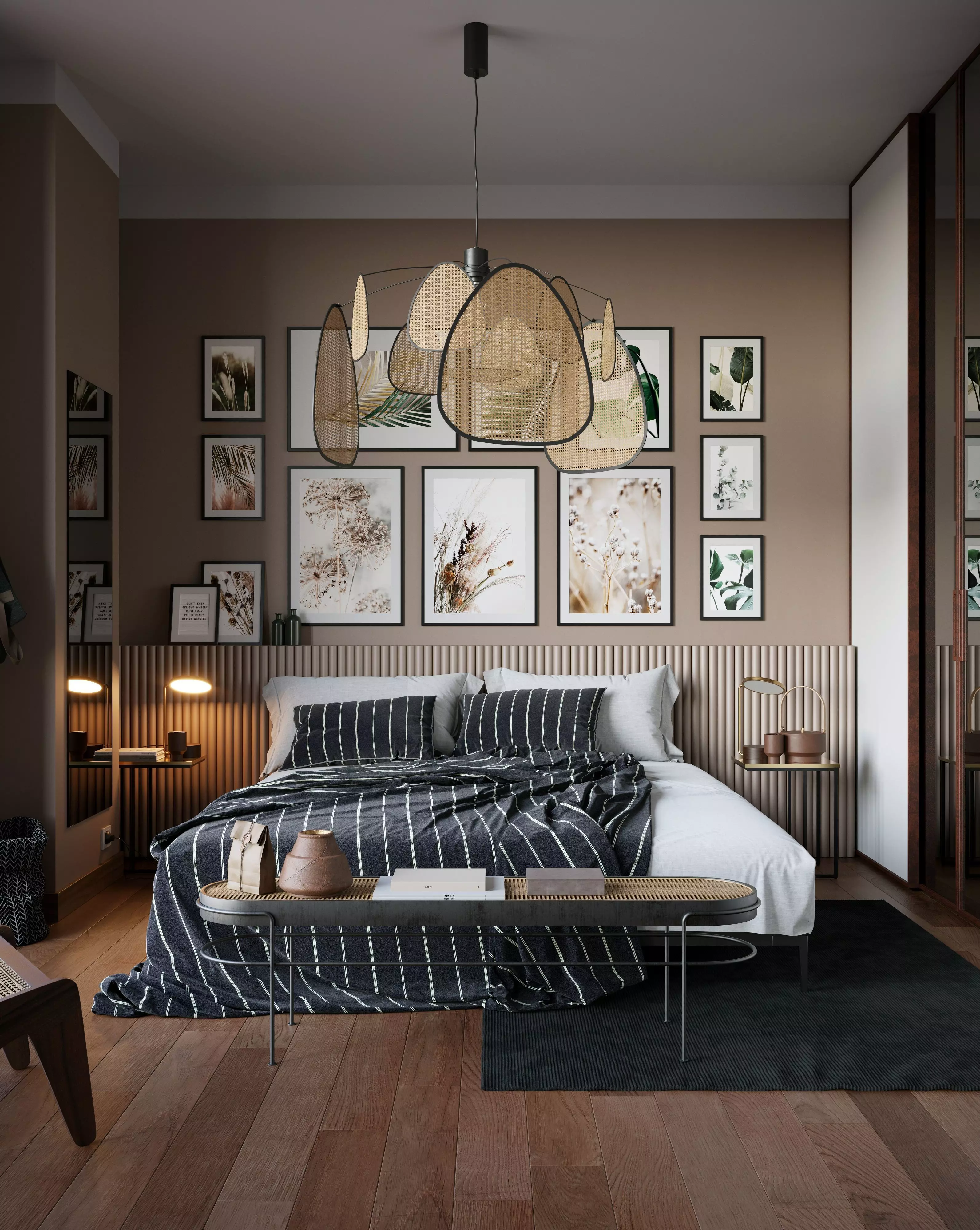 Vienna straw bedroom interior scene 3D model_0