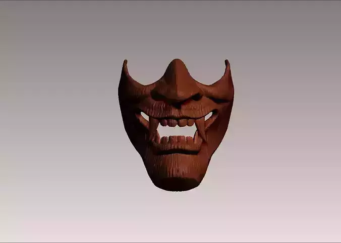 japanese hannya demon woman noh opera wood mask 3D print model