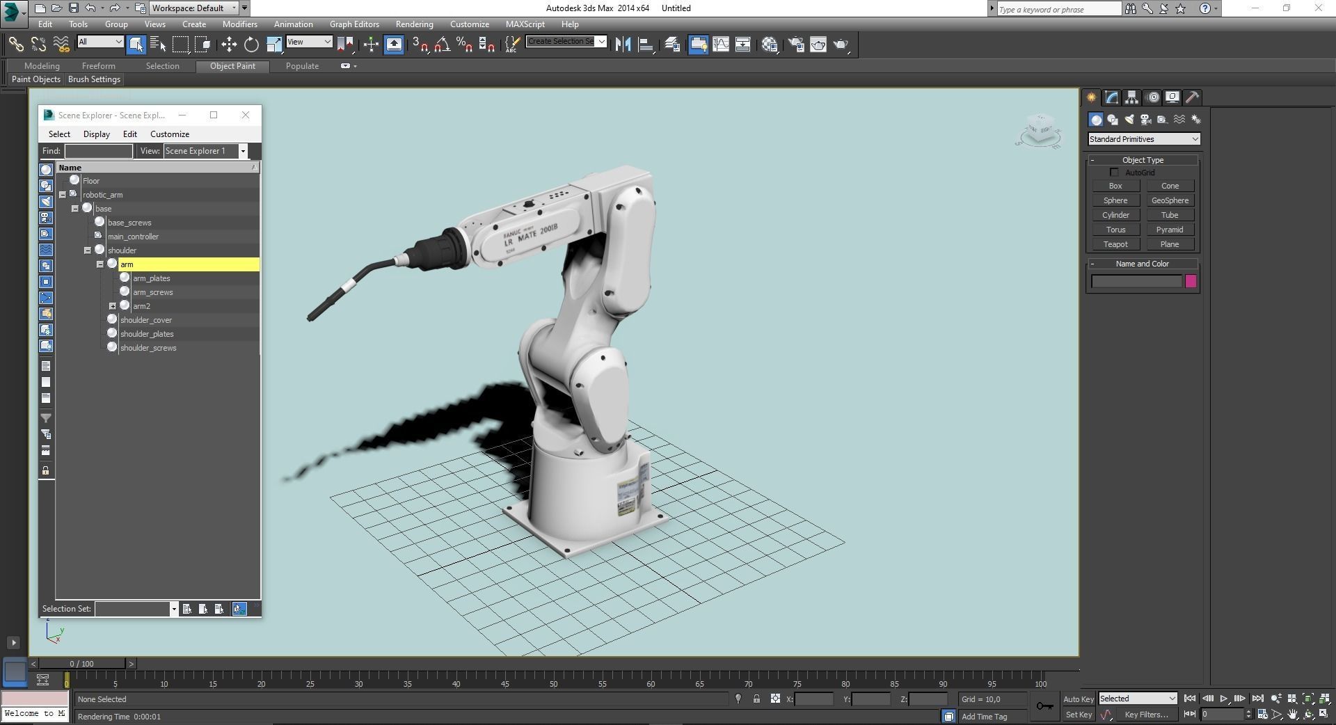 Fanuc LR MATE 200IB Cinema 4D Rigged Robotic Arm 3D model_23