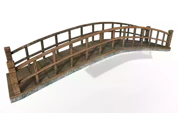 The simple bridge wood Low-poly 3D model