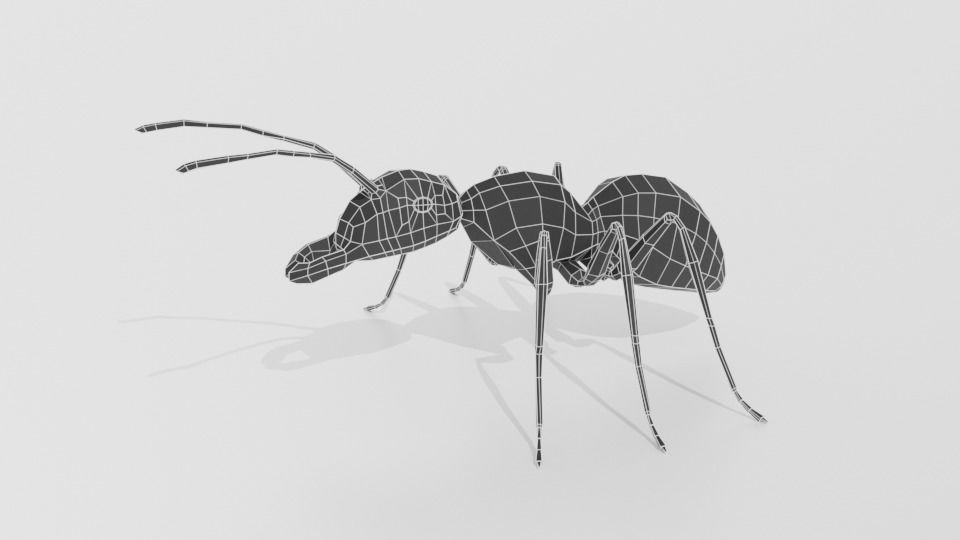 Low Poly Cartoon Ant Low-poly 3D model_9