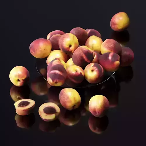 Nectarine in a glass plate Low-poly 3D model