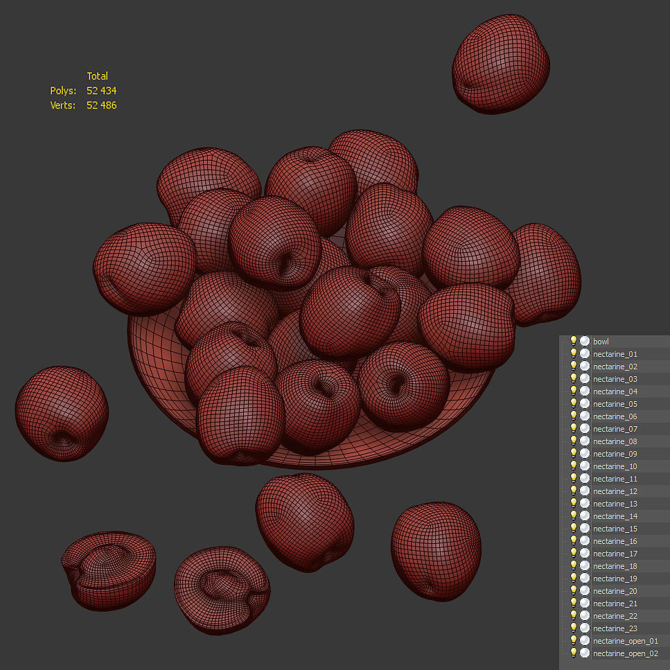 Nectarine in a glass plate Low-poly 3D model_5