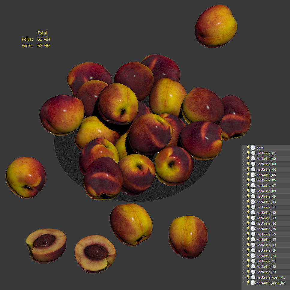 Nectarine in a glass plate Low-poly 3D model_4