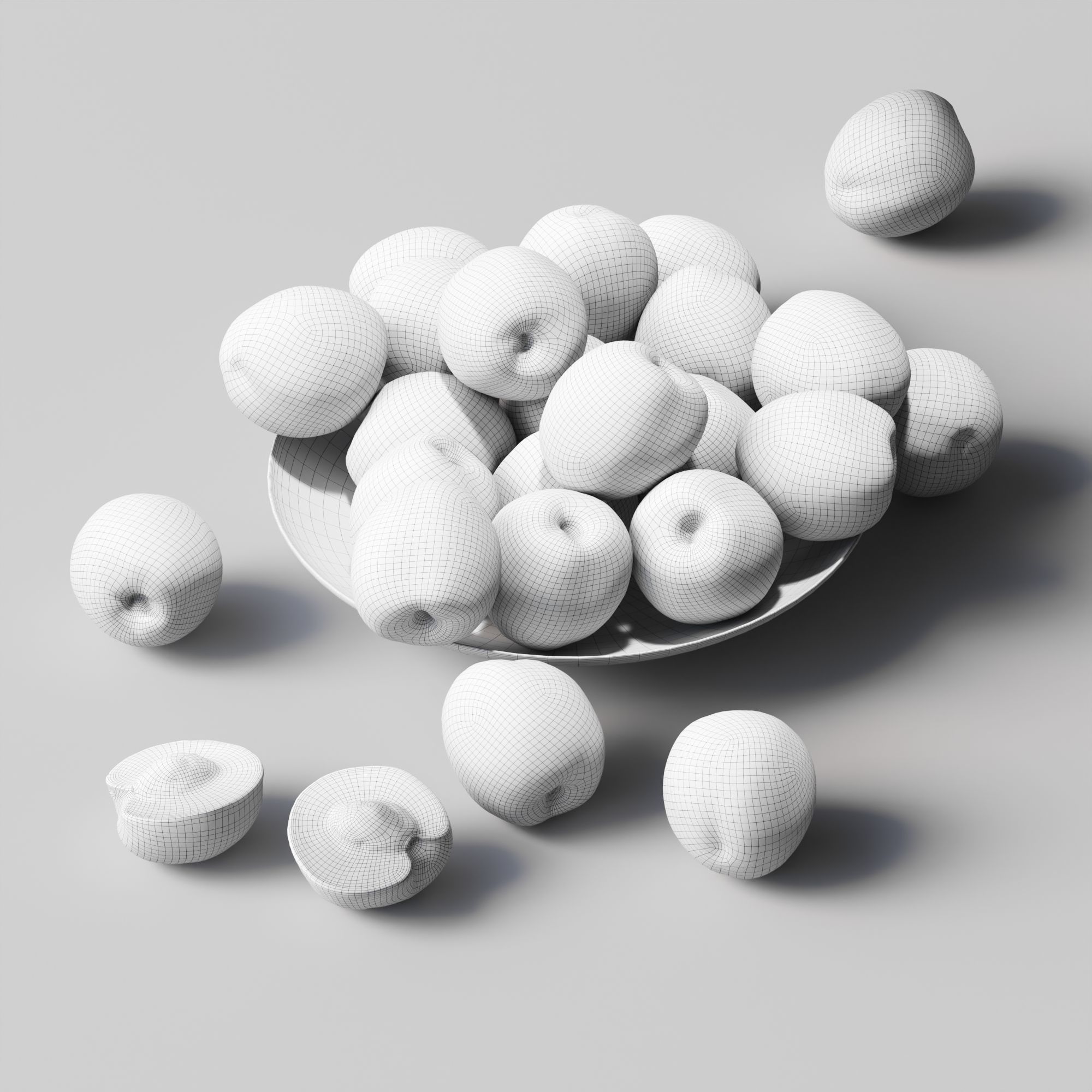 Nectarine in a glass plate Low-poly 3D model_2