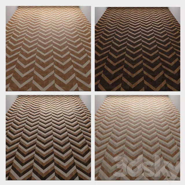 wood floor 4 types 3D model