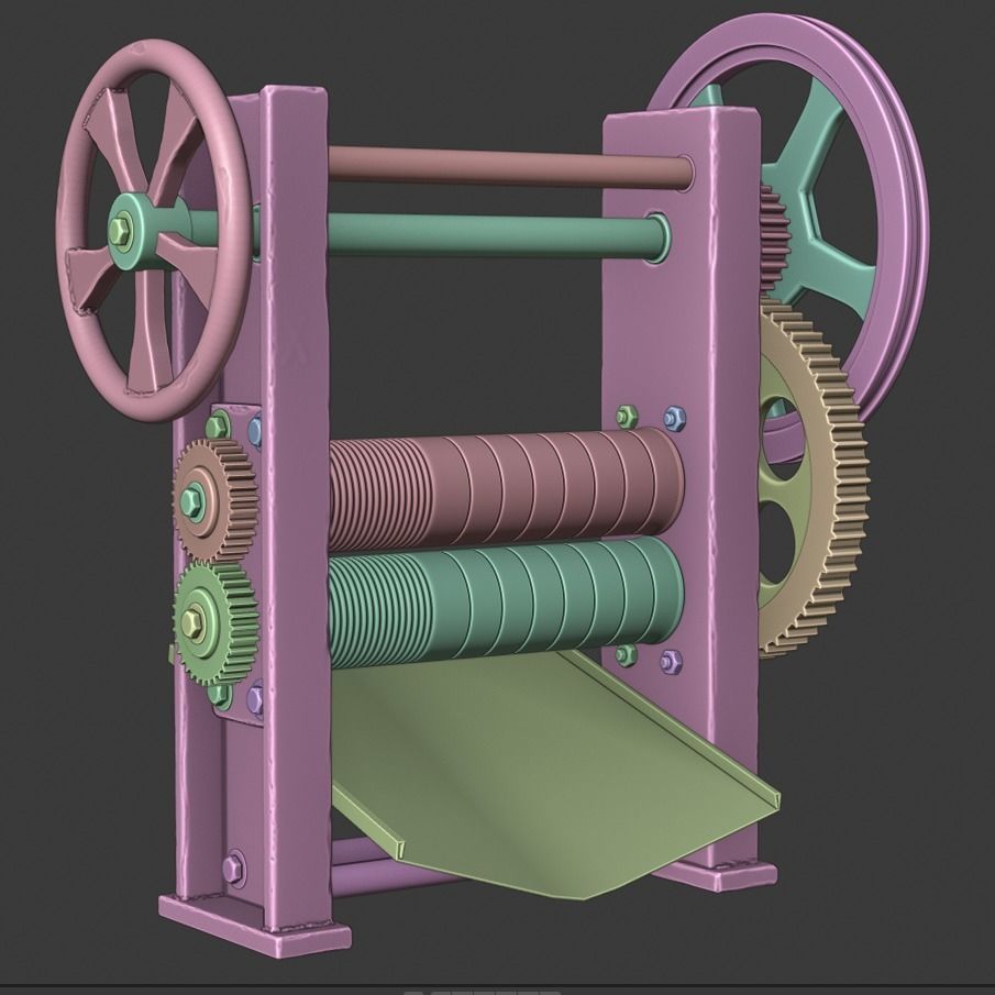 Sugarcane Machine Low-poly 3D model_7