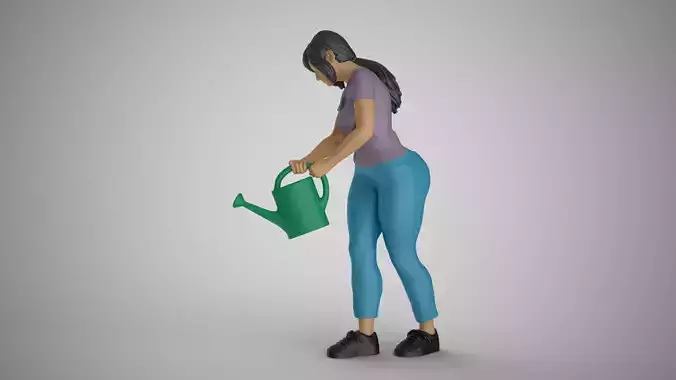 Woman Watering Plants 3D print model