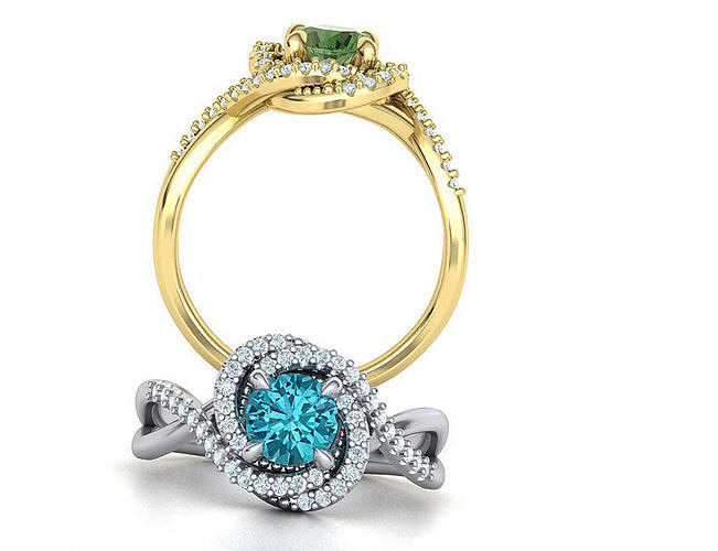 Spiral Engagement ring 1ct total Gems weight  3D print model