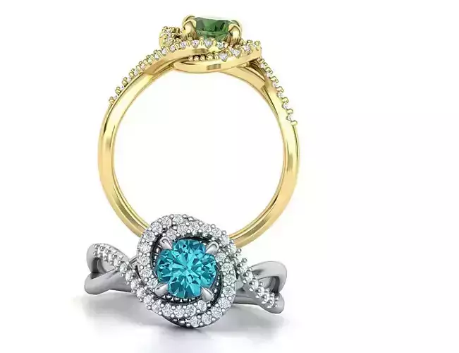 Spiral Engagement ring 1ct total Gems weight 