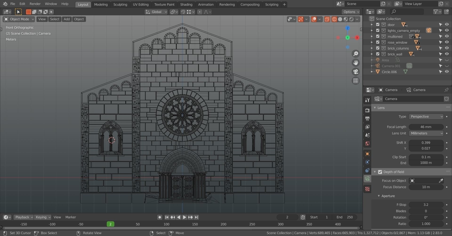 Church medieval Facade  Low-poly 3D model_22