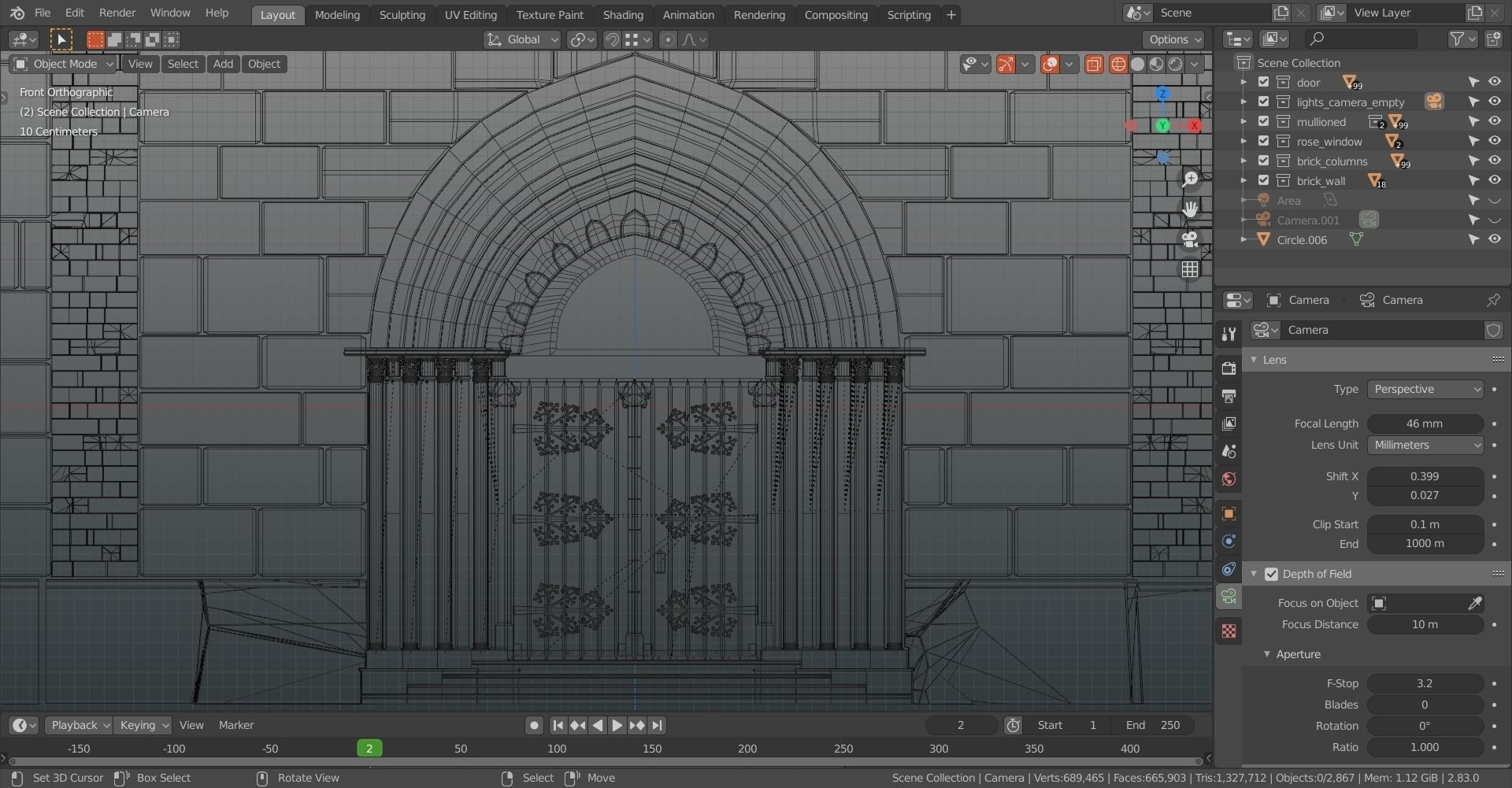 Church medieval Facade  Low-poly 3D model_25