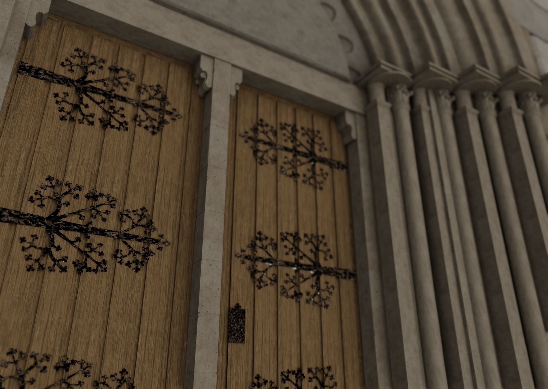 Church medieval Facade  Low-poly 3D model_5