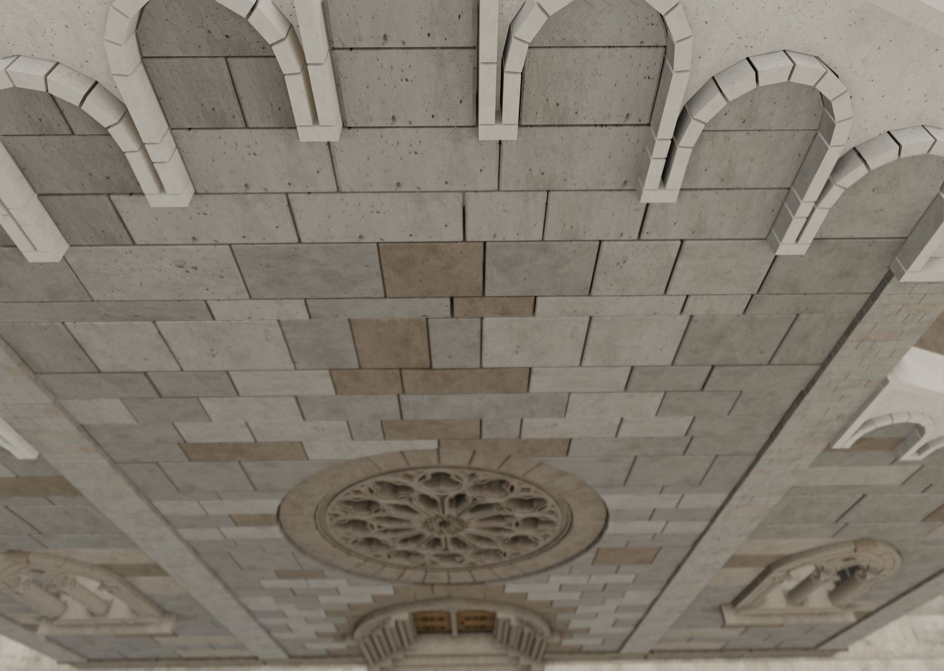 Church medieval Facade  Low-poly 3D model_10