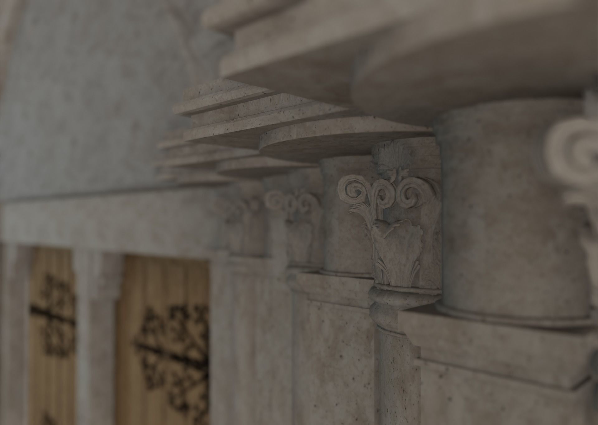 Church medieval Facade  Low-poly 3D model_14