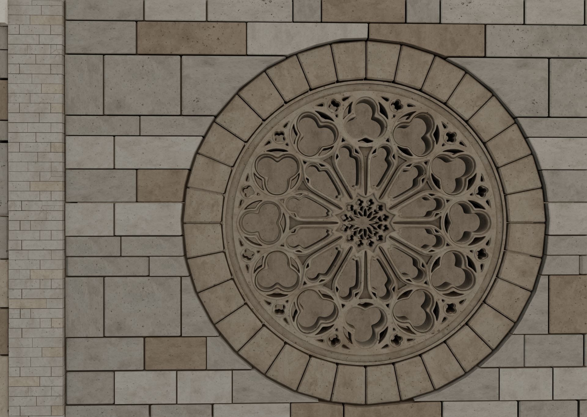 Church medieval Facade  Low-poly 3D model_4