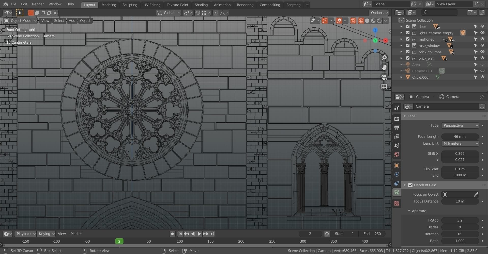 Church medieval Facade  Low-poly 3D model_23