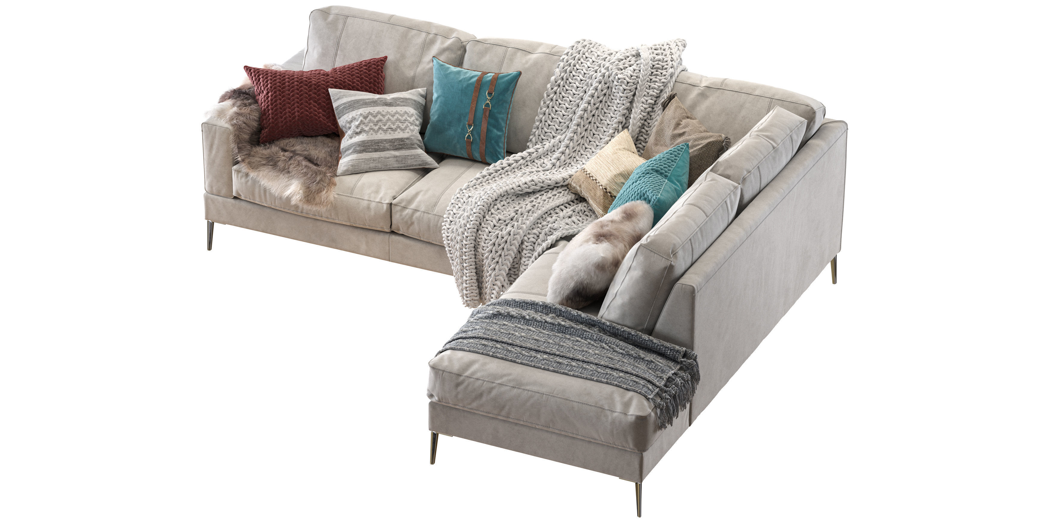 Capri sectional sofa 3D model_5