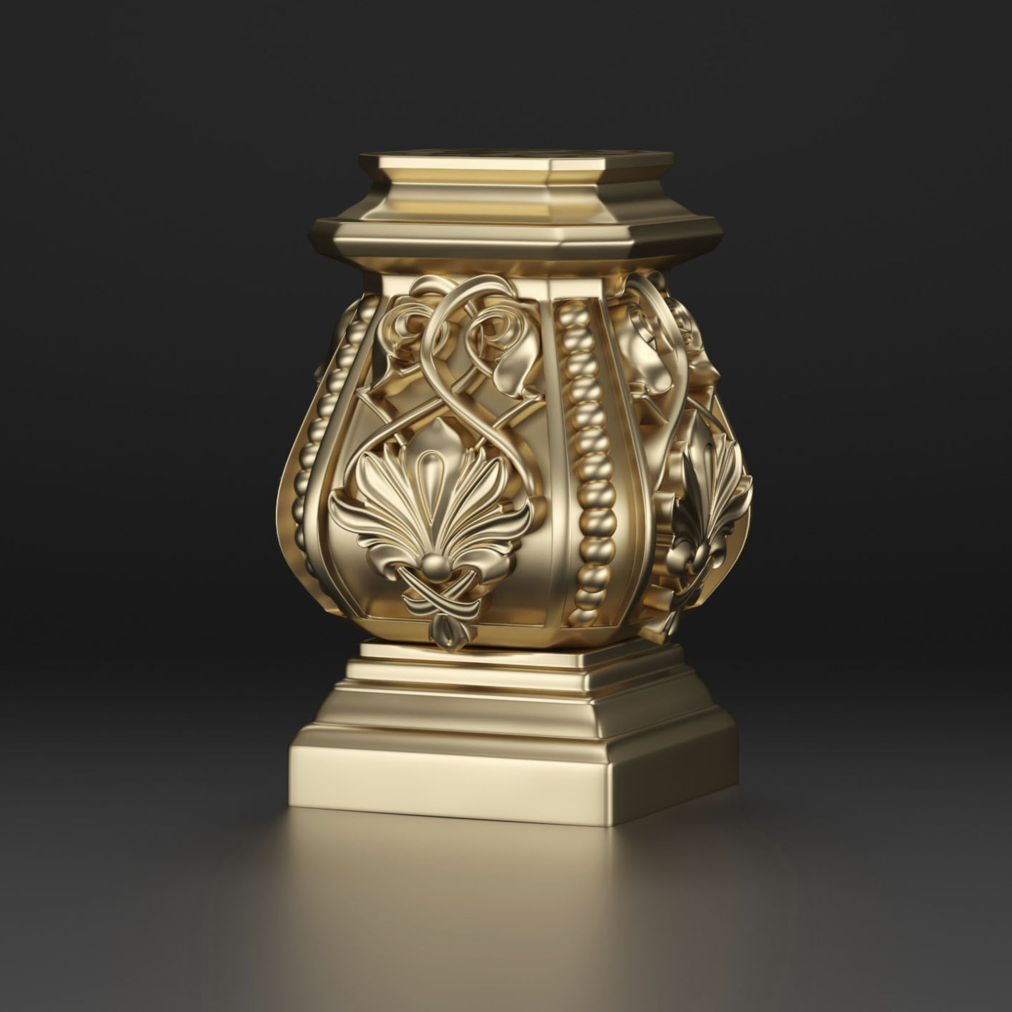 Capitals ornate gold urn 3D model_3